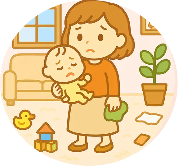 散らかったお部屋を片付ける時間がないママ